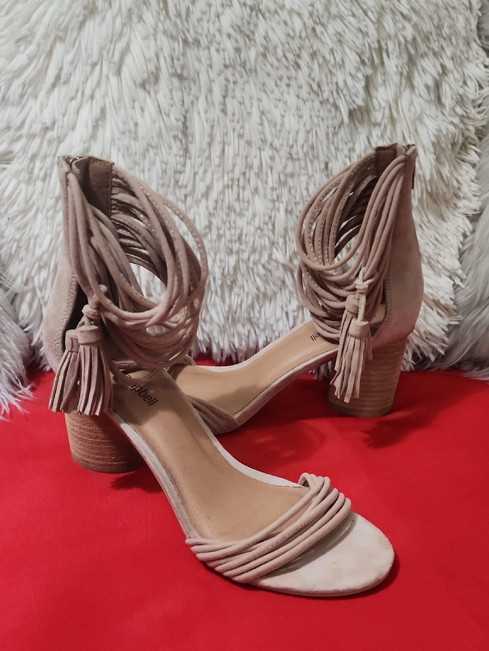Jeffrey Campbell Tan Pallas Neutral Suede Ankle-Tie Block Heel Sandals - Women